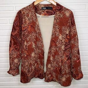 Zara Moroccan Inspired Paisley Printed Quilted Kimono , Women’s Size Medium